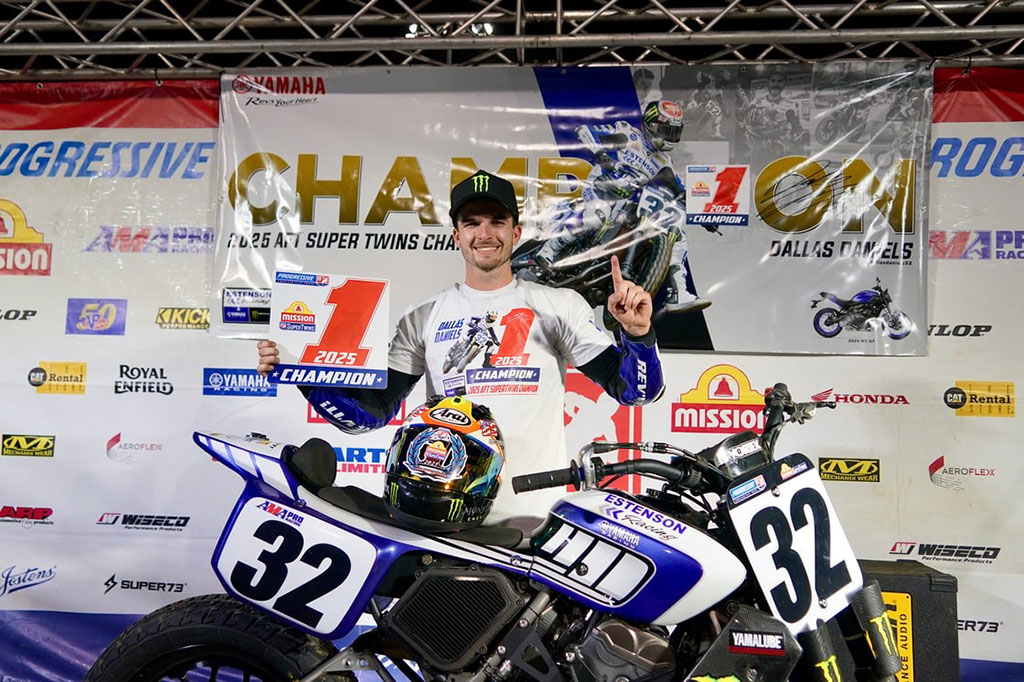 Estenson Racing’s Dallas Daniels was crowned Grand National Champion at the American Flat Track season finale at the Lake Ozark Short Track