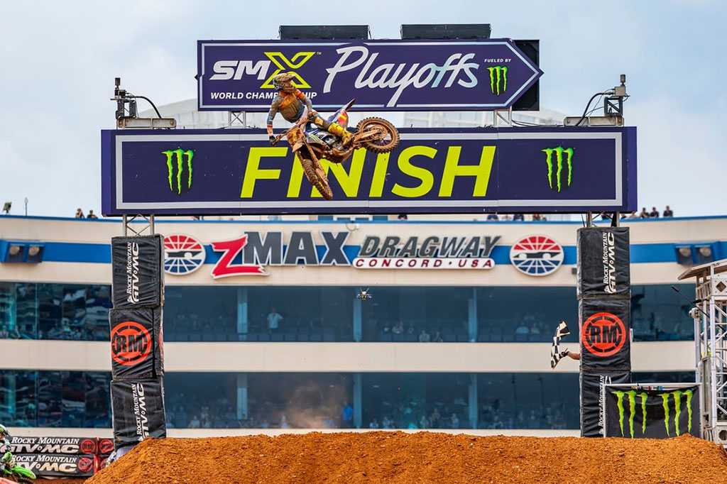 Monster Energy Yamaha Star Racing’s Haiden Deegan wins Moto 1 to take maximum points in the opening SuperMotocross World Championship playoff round