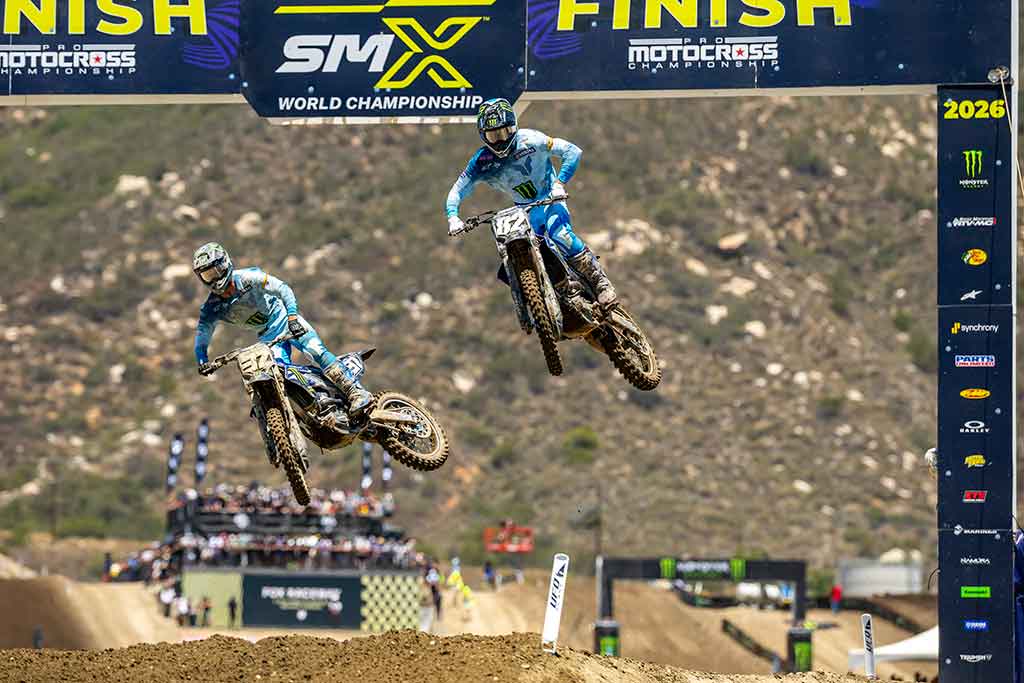 Monster Energy Yamaha Star Racing’s Caden Dudney and Cole Davies finish second and third, respectively, at the Pro Motocross opener at Fox Raceway
