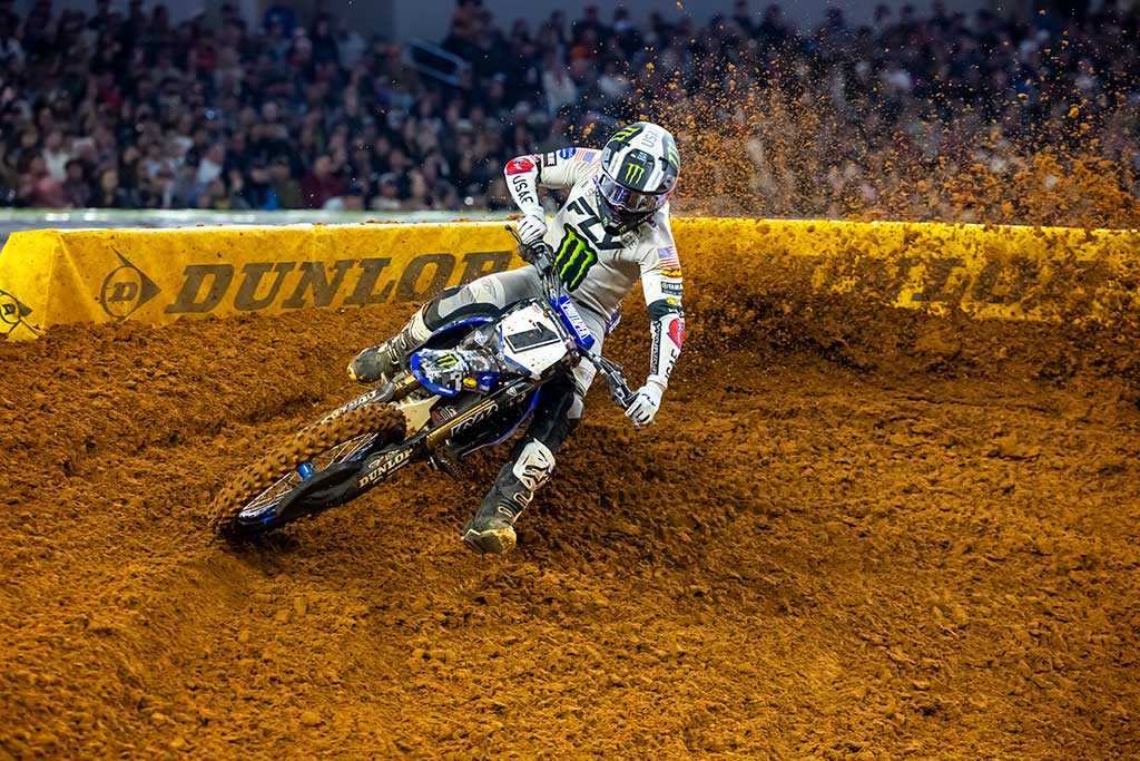 Monster Energy Yamaha Star Racing’s Cooper Webb finishes third, with teammate Justin Cooper scoring a top-five result in tricky conditions at Arlington Supercross