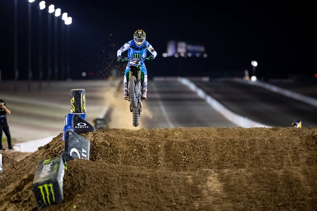 Monster Energy Yamaha Star Racing’s Eli Tomac finishes third, with teammates Justin Cooper and Cooper Webb finishing fifth and seventh, respectively, at the SMX season finale in Las Vegas, Nevada